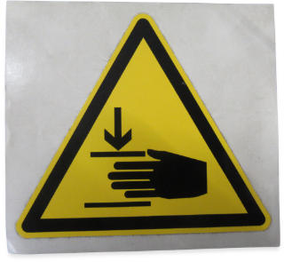 Risk of crushing  symbol on yellow foil