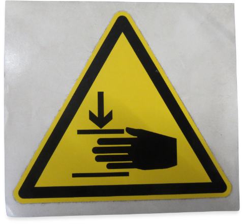 Risk of crushing  symbol on yellow foil