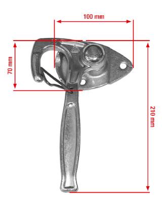 Angled lever lock for horse trailers, left